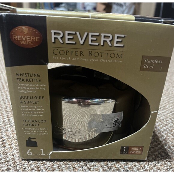 NIB Revere Ware 6-Cup Whistling Tea Kettle – Stainless Steel - Picture 2 of 3